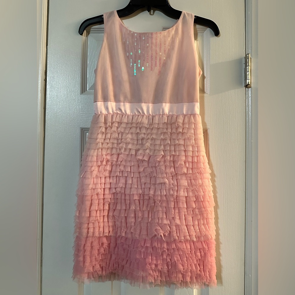 Pretty Girls Pink Ruffled Dress Size 14